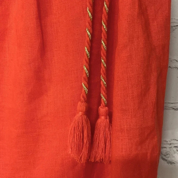 NWT linen top Marc New York womens medium spring linen cream crochet tassel rope - Picture 5 of 6